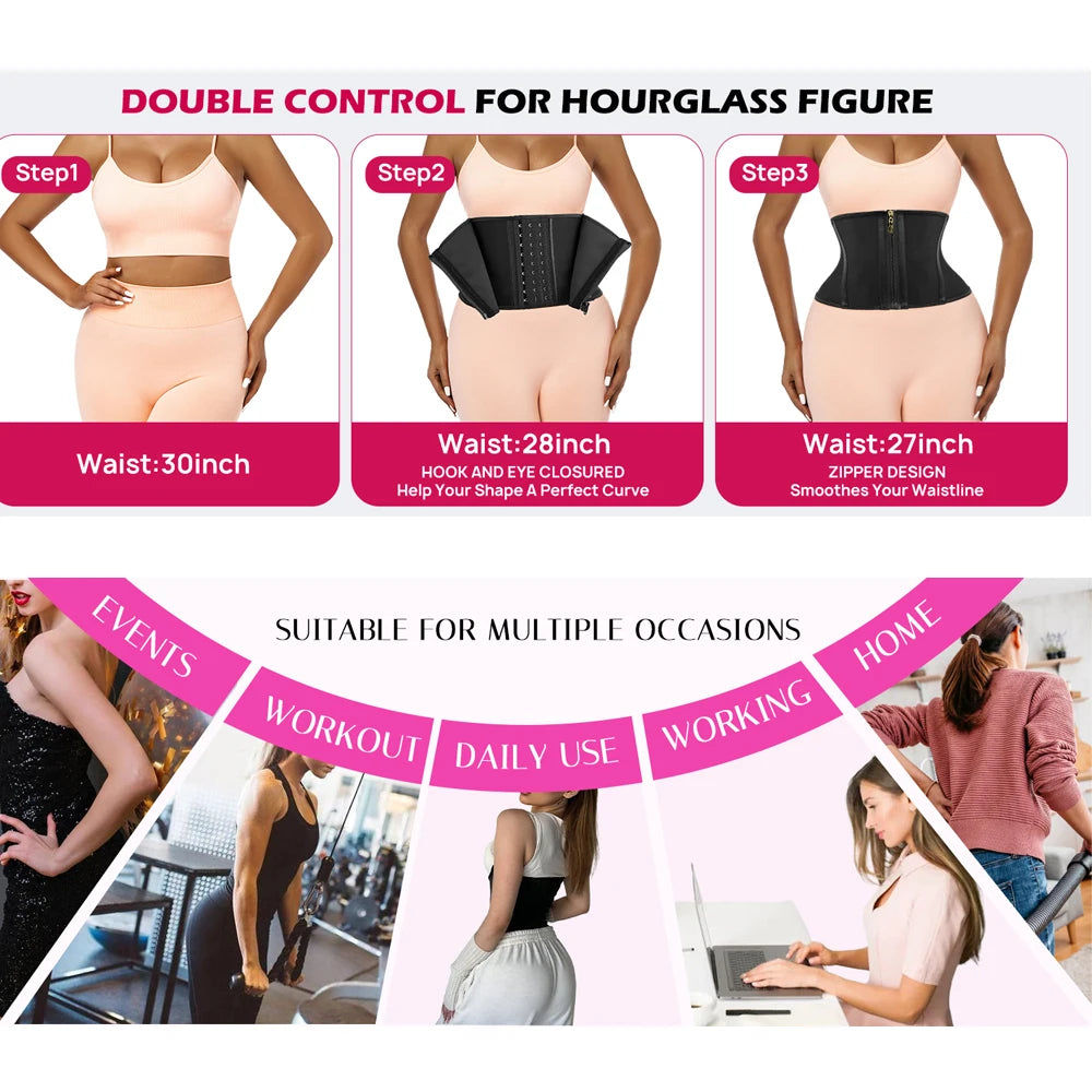Waist Trainer for Women Tummy Control Workout Waist Cincher Corset Shapewear Postpartum Body Shaper with Zipper Hook