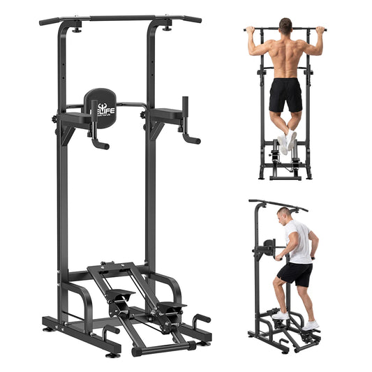 Multifunctional Power Tower Pull Up Dip Station With Stepper