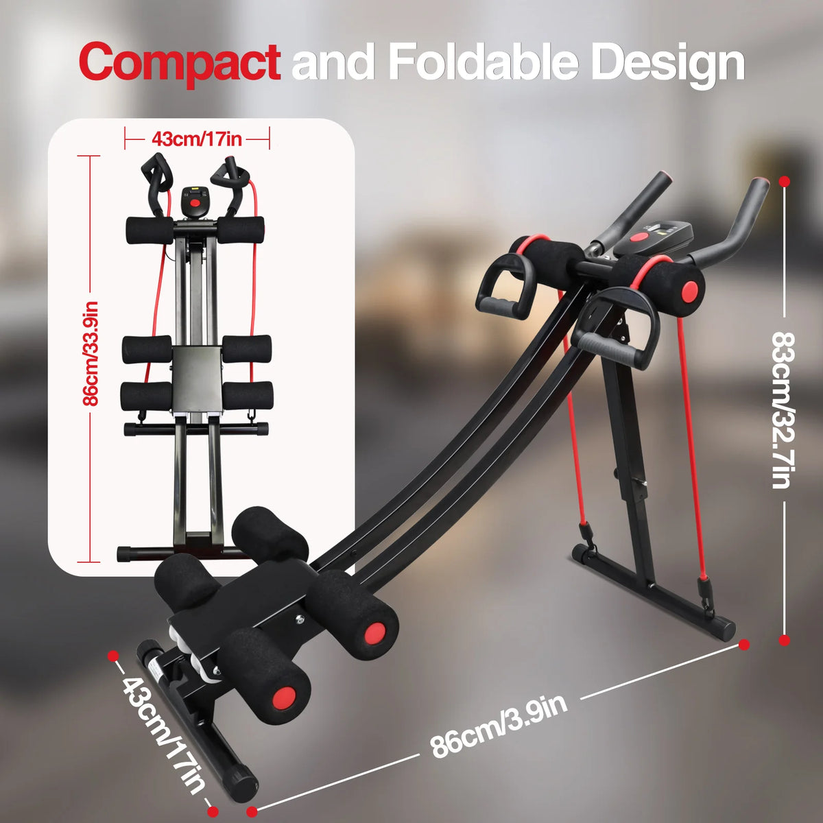 Abdominal Curling Exercise Machine with Adjustable Dual Track Foldable Trainer